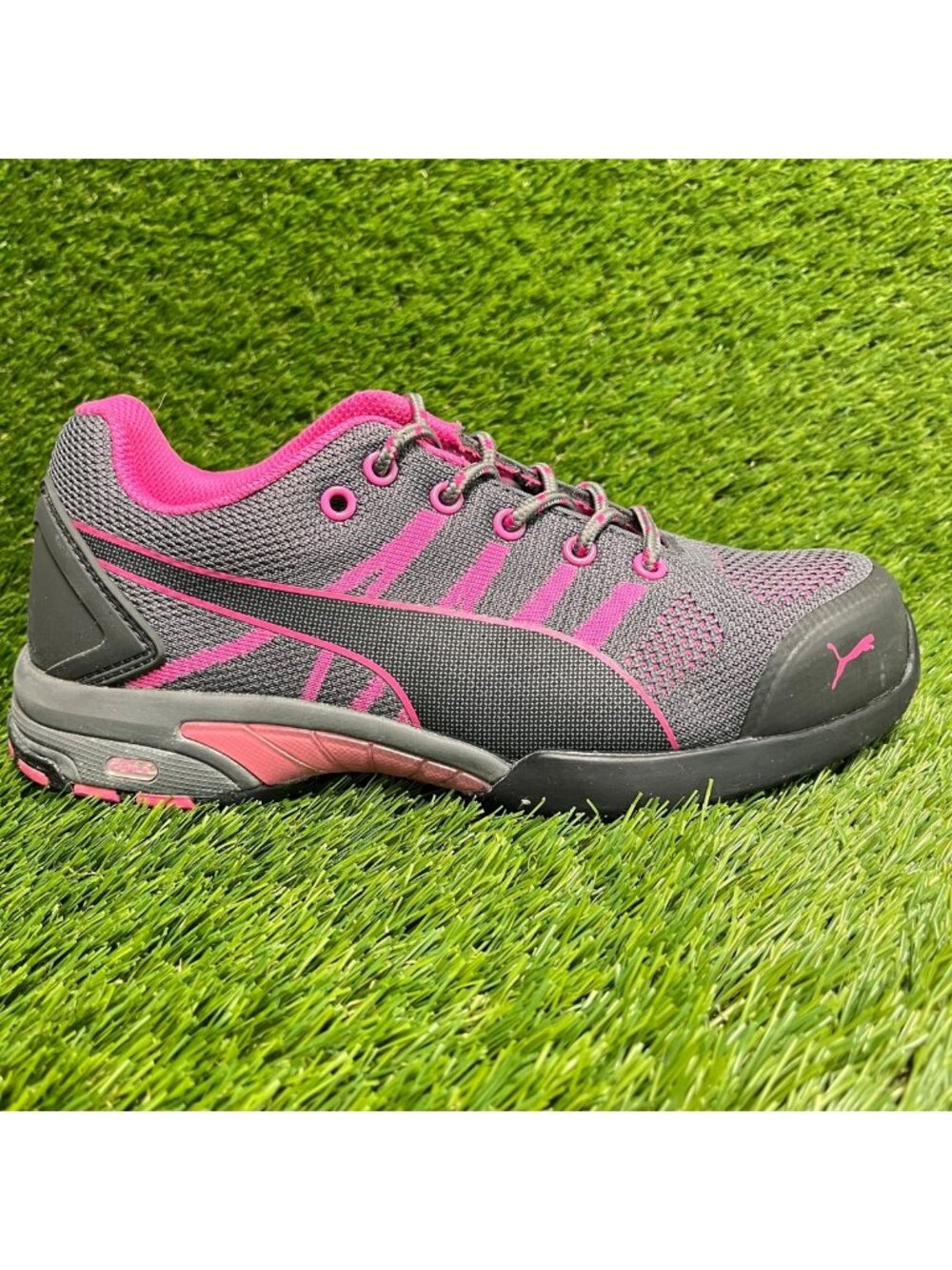 Puma Celerity Knit Low Womens Size 8 Gray Pink Steel Toe Safety Work Shoes